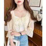 フラワーストライプストレッチレースショート丈フリルカーディガン | moment+ | 詳細画像11 