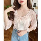 フラワーストライプストレッチレースショート丈フリルカーディガン | moment+ | 詳細画像19 