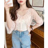 フラワーストライプストレッチレースショート丈フリルカーディガン | moment+ | 詳細画像20 