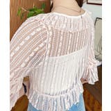 フラワーストライプストレッチレースショート丈フリルカーディガン | moment+ | 詳細画像24 