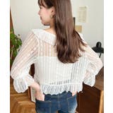 フラワーストライプストレッチレースショート丈フリルカーディガン | moment+ | 詳細画像5 