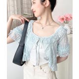 フラワーストライプストレッチレースショート丈フリルカーディガン | moment+ | 詳細画像8 