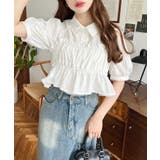 無地&マルチストライプフリルビスチェセット半袖シャツブラウス | moment+ | 詳細画像2