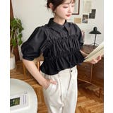 無地&マルチストライプフリルビスチェセット半袖シャツブラウス | moment+ | 詳細画像20