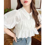 無地&マルチストライプフリルビスチェセット半袖シャツブラウス | moment+ | 詳細画像3