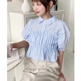 無地&マルチストライプフリルビスチェセット半袖シャツブラウス | moment+ | 詳細画像28