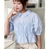 無地&マルチストライプフリルビスチェセット半袖シャツブラウス | moment+ | 詳細画像32