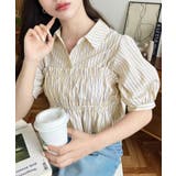 無地&マルチストライプフリルビスチェセット半袖シャツブラウス | moment+ | 詳細画像39