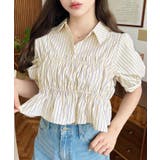 無地&マルチストライプフリルビスチェセット半袖シャツブラウス | moment+ | 詳細画像40