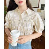 無地&マルチストライプフリルビスチェセット半袖シャツブラウス | moment+ | 詳細画像41