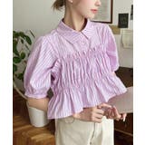 無地&マルチストライプフリルビスチェセット半袖シャツブラウス | moment+ | 詳細画像48