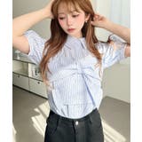 無地＆マルチストライプリボンビスチェセット半袖シャツブラウス | moment+ | 詳細画像13 