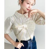 無地＆マルチストライプリボンビスチェセット半袖シャツブラウス | moment+ | 詳細画像23 