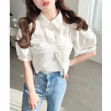 無地＆マルチストライプリボンビスチェセット半袖シャツブラウス | moment+ | 詳細画像3 