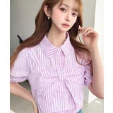 無地＆マルチストライプリボンビスチェセット半袖シャツブラウス | moment+ | 詳細画像35 