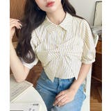 無地＆マルチストライプリボンビスチェセット半袖シャツブラウス | moment+ | 詳細画像39 