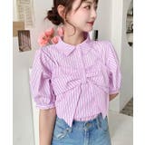 無地＆マルチストライプリボンビスチェセット半袖シャツブラウス | moment+ | 詳細画像52 