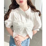 オフホワイト | 無地＆マルチストライプリボンビスチェセット半袖シャツブラウス | moment+