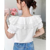 ビッグカラーカスケードフリルレースアップ半袖ブラウス | moment+ | 詳細画像11