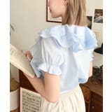 ビッグカラーカスケードフリルレースアップ半袖ブラウス | moment+ | 詳細画像19