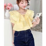 ビッグカラーカスケードフリルレースアップ半袖ブラウス | moment+ | 詳細画像24