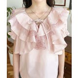 ビッグカラーカスケードフリルレースアップ半袖ブラウス | moment+ | 詳細画像31