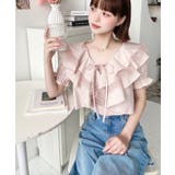 ビッグカラーカスケードフリルレースアップ半袖ブラウス | moment+ | 詳細画像36