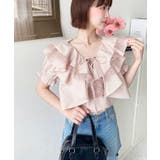 ビッグカラーカスケードフリルレースアップ半袖ブラウス | moment+ | 詳細画像38