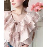 ビッグカラーカスケードフリルレースアップ半袖ブラウス | moment+ | 詳細画像39