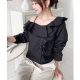 フロントタックアシンメトリーフリルワンショルダーブラウス | moment+ | 詳細画像10 