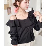 フロントタックアシンメトリーフリルワンショルダーブラウス | moment+ | 詳細画像11 