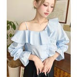 フロントタックアシンメトリーフリルワンショルダーブラウス | moment+ | 詳細画像12 