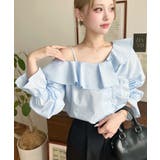 フロントタックアシンメトリーフリルワンショルダーブラウス | moment+ | 詳細画像17 