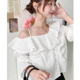 フロントタックアシンメトリーフリルワンショルダーブラウス | moment+ | 詳細画像2 