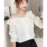 フロントタックアシンメトリーフリルワンショルダーブラウス | moment+ | 詳細画像4 