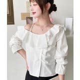 フロントタックアシンメトリーフリルワンショルダーブラウス | moment+ | 詳細画像5 