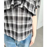 クロスリボンフリルカラー半袖チェックブラウス | moment+ | 詳細画像29 