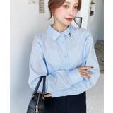 衿ワンポイント刺繍ピコレース長袖ブラウス | moment+ | 詳細画像15