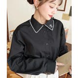 衿ワンポイント刺繍ピコレース長袖ブラウス | moment+ | 詳細画像23