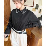 衿ワンポイント刺繍ピコレース長袖ブラウス | moment+ | 詳細画像24