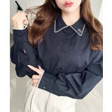 衿ワンポイント刺繍ピコレース長袖ブラウス | moment+ | 詳細画像27