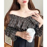 マルチウェイオフショルクロスフリルチェックブラウス | moment+ | 詳細画像13 