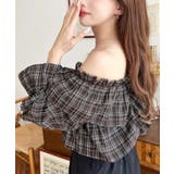 マルチウェイオフショルクロスフリルチェックブラウス | moment+ | 詳細画像14 