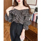 マルチウェイオフショルクロスフリルチェックブラウス | moment+ | 詳細画像15 