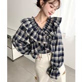 マルチウェイオフショルフリルリボンショート丈長袖チェックブラウス | moment+ | 詳細画像18