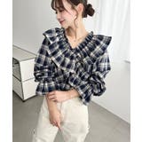 マルチウェイオフショルフリルリボンショート丈長袖チェックブラウス | moment+ | 詳細画像20