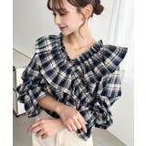 マルチウェイオフショルフリルリボンショート丈長袖チェックブラウス | moment+ | 詳細画像21
