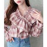 マルチウェイオフショルフリルリボンショート丈長袖チェックブラウス | moment+ | 詳細画像25