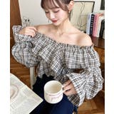 マルチウェイオフショルクロスフリルチェックブラウス | moment+ | 詳細画像5 