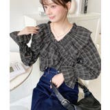 マルチウェイオフショルクロスフリルチェックブラウス | moment+ | 詳細画像6 